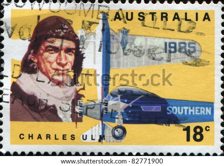 1985: A Stamp printed in Australia shows Charles Thomas Philippe Ulm ...